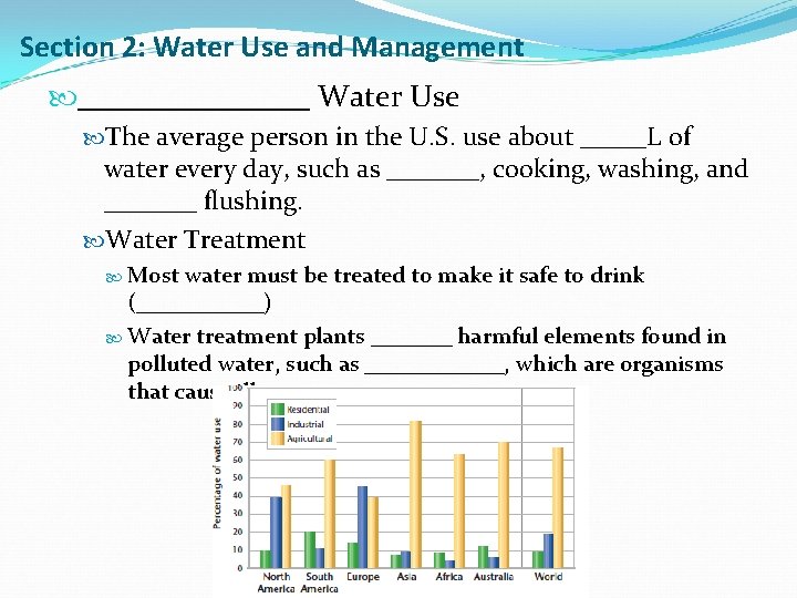 Section 2: Water Use and Management ________ Water Use The average person in the