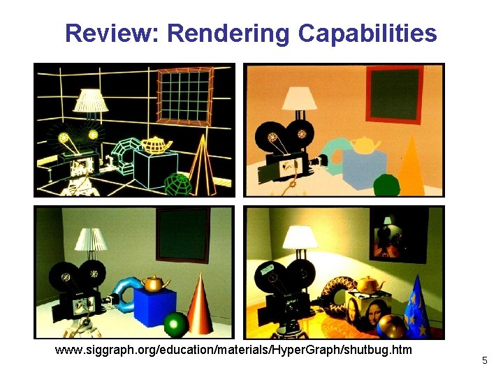 Review: Rendering Capabilities www. siggraph. org/education/materials/Hyper. Graph/shutbug. htm 5 