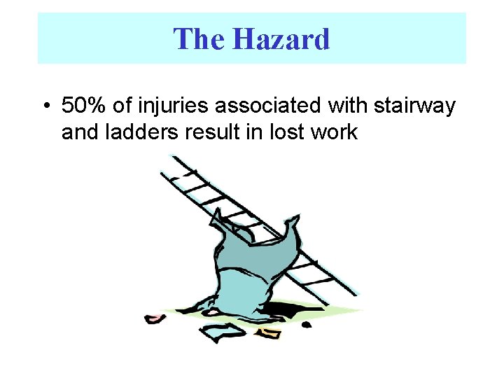 The Hazard • 50% of injuries associated with stairway and ladders result in lost