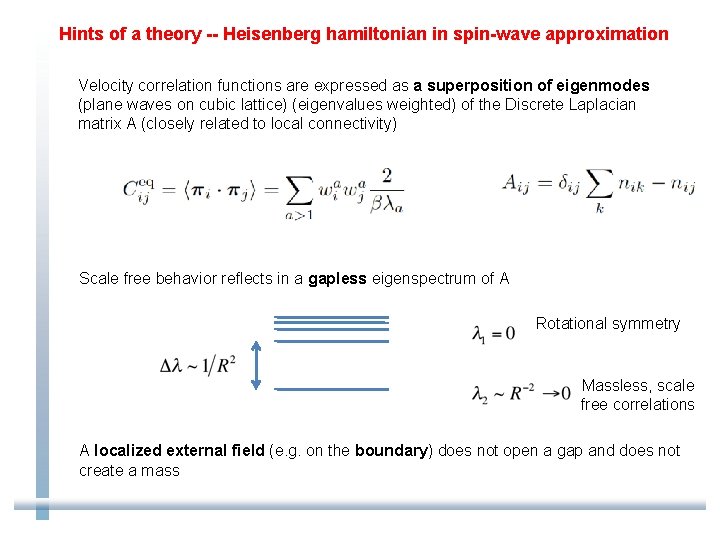 Hints of a theory -- Heisenberg hamiltonian in spin-wave approximation Velocity correlation functions are