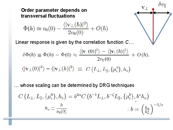 Order parameter depends on transversal fluctuations Linear response is given by the correlation function