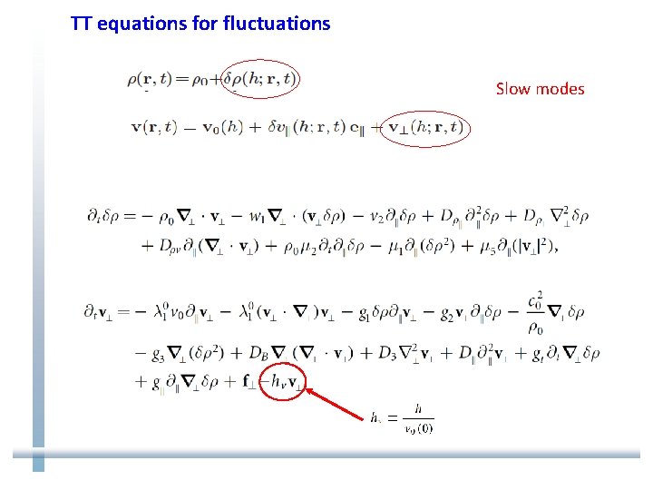 TT equations for fluctuations Slow modes 