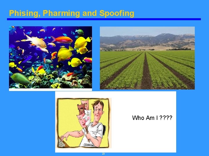 Phising, Pharming and Spoofing • Who Am I ? ? 23 