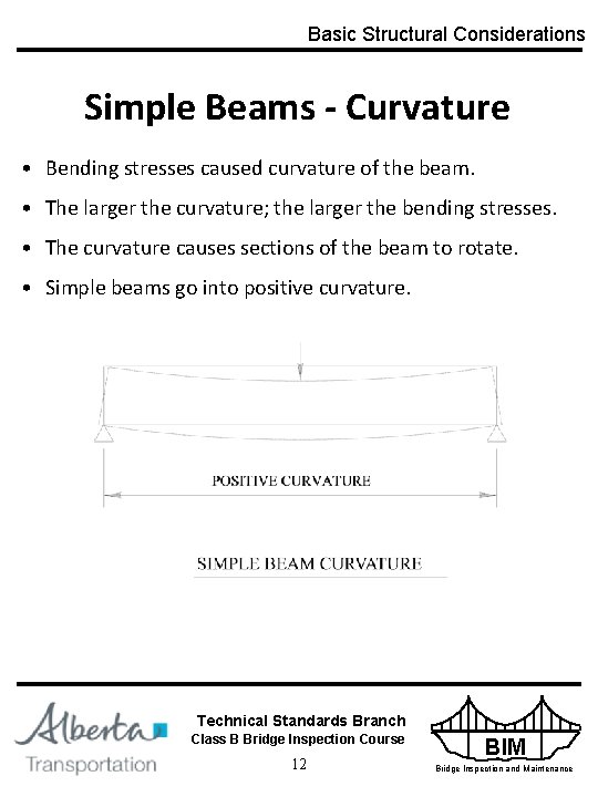 Basic Structural Considerations Simple Beams - Curvature • Bending stresses caused curvature of the