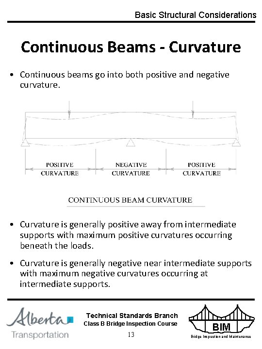 Basic Structural Considerations Continuous Beams - Curvature • Continuous beams go into both positive