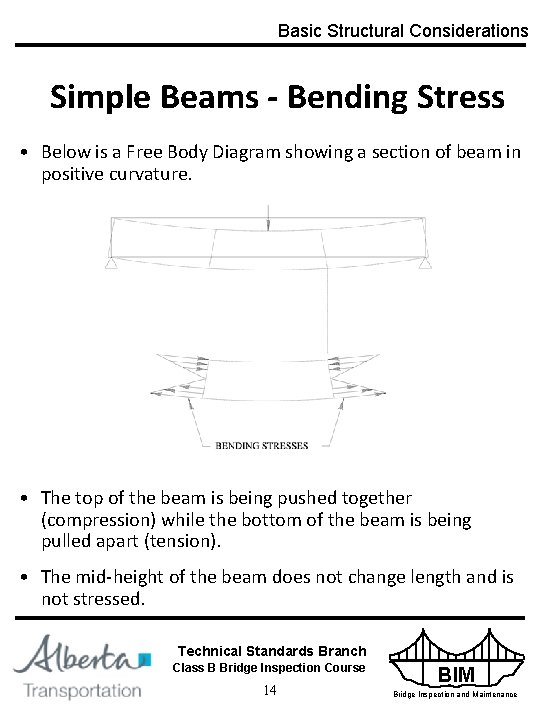 Basic Structural Considerations Simple Beams - Bending Stress • Below is a Free Body