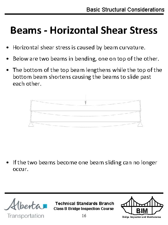 Basic Structural Considerations Beams - Horizontal Shear Stress • Horizontal shear stress is caused