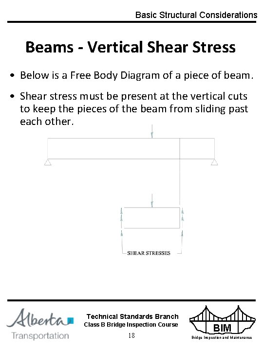 Basic Structural Considerations Beams - Vertical Shear Stress • Below is a Free Body