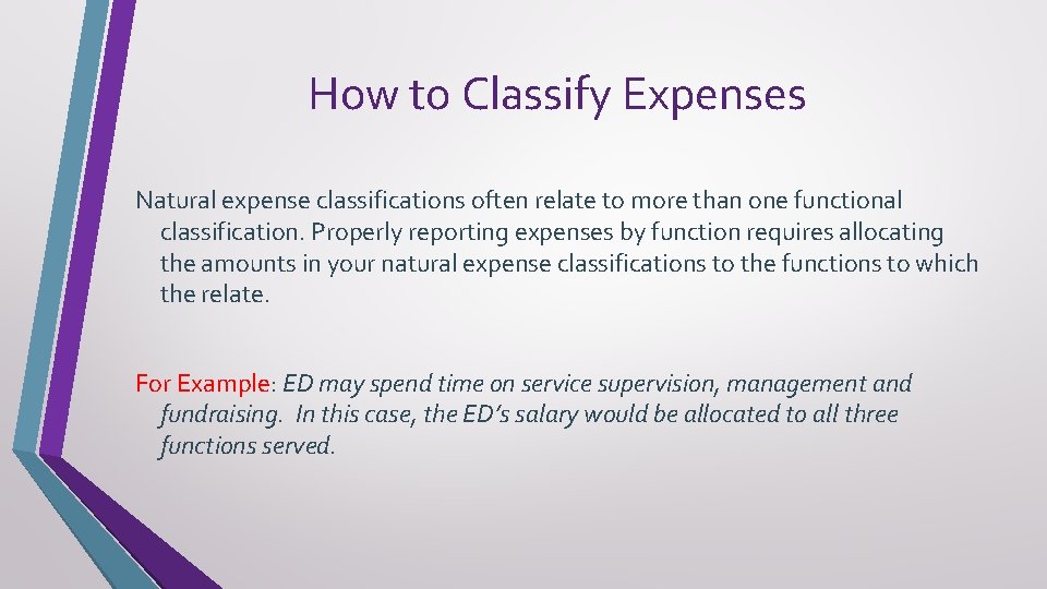 How to Classify Expenses Natural expense classifications often relate to more than one functional