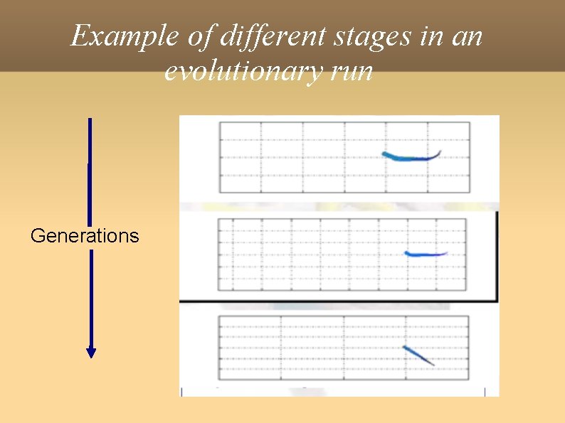 Example of different stages in an evolutionary run Generations 