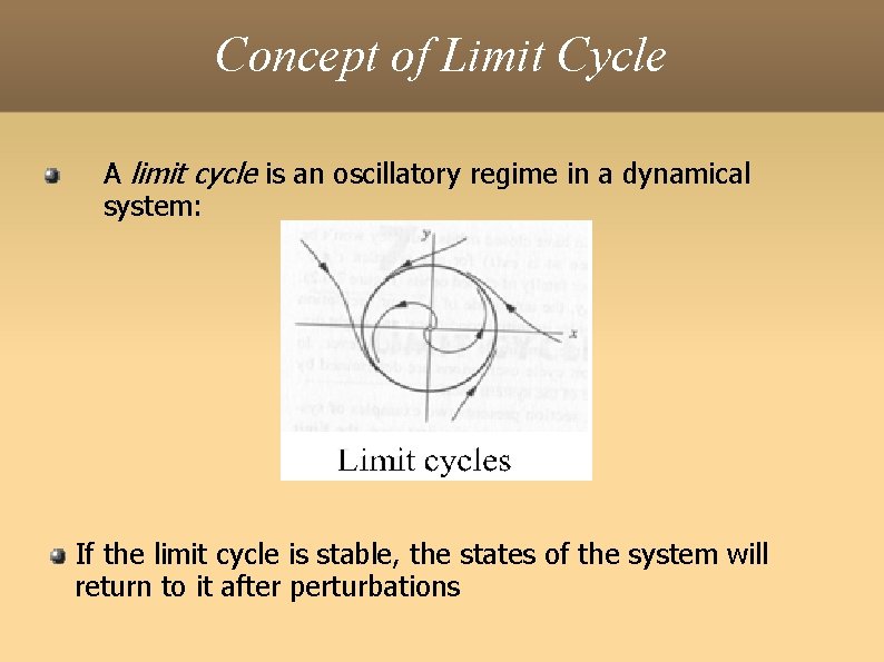 Concept of Limit Cycle A limit cycle is an oscillatory regime in a dynamical