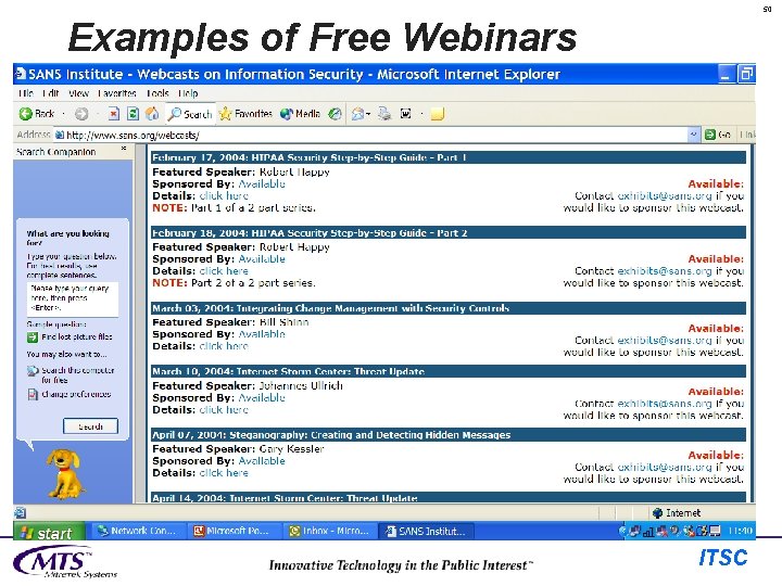 50 Examples of Free Webinars ITSC 