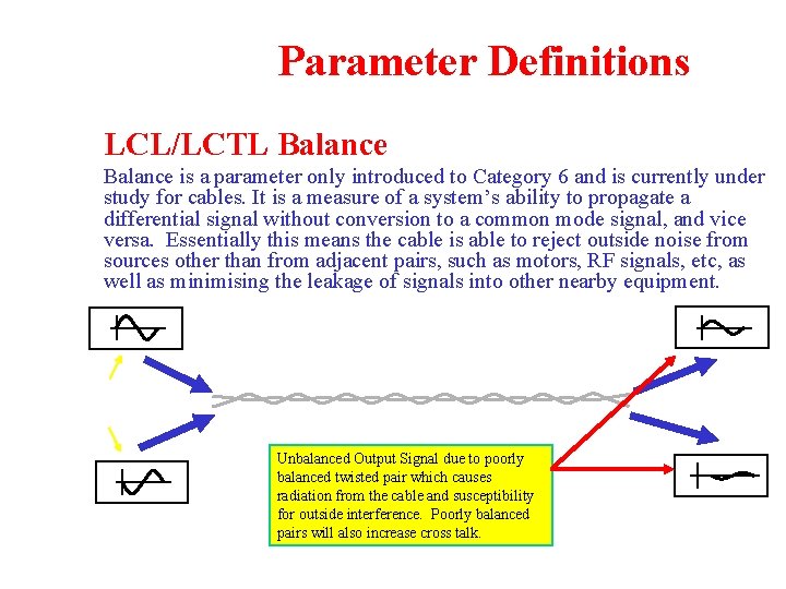 Parameter Definitions LCL/LCTL Balance is a parameter only introduced to Category 6 and is