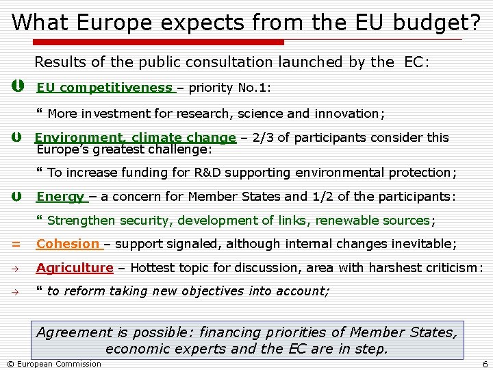 What Europe expects from the EU budget? Results of the public consultation launched by