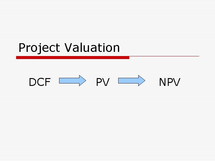 Project Valuation DCF PV NPV 