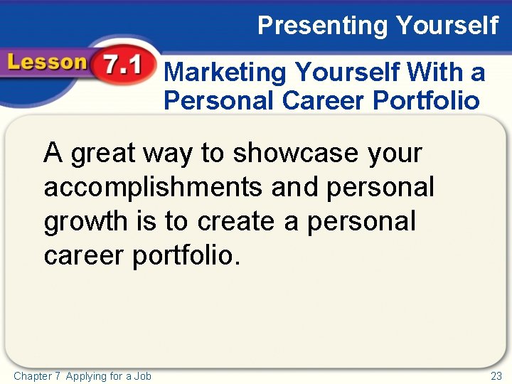 Presenting Yourself Marketing Yourself With a Personal Career Portfolio A great way to showcase