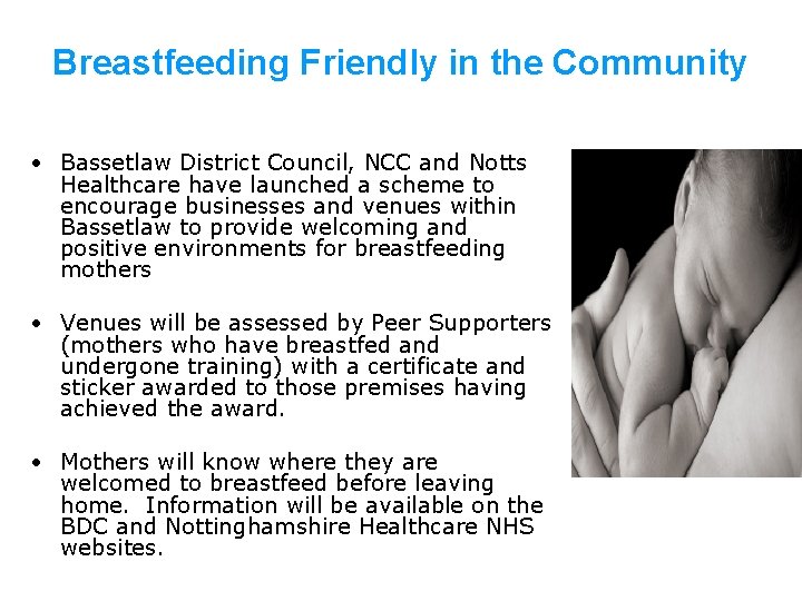 Breastfeeding Friendly in the Community • Bassetlaw District Council, NCC and Notts Healthcare have