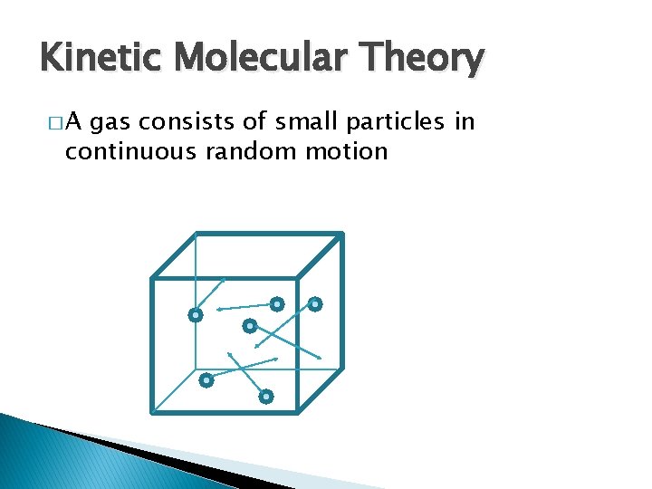 Kinetic Molecular Theory �A gas consists of small particles in continuous random motion 