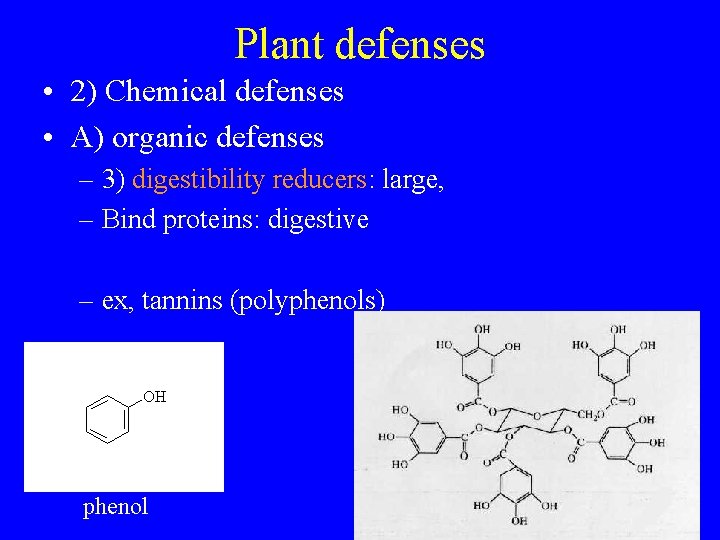 Plant defenses • 2) Chemical defenses • A) organic defenses – 3) digestibility reducers: