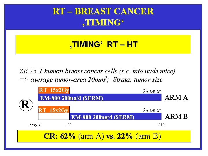 RT – BREAST CANCER ‚TIMING‘ RT – HT ZR-75 -1 human breast cancer cells