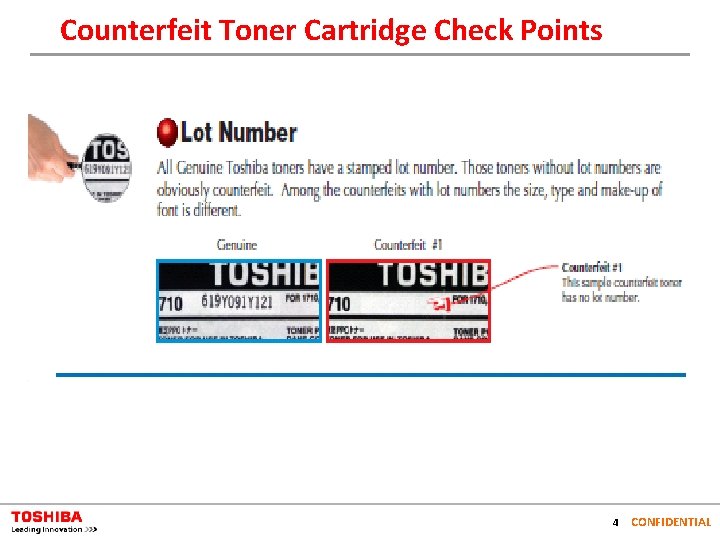 Counterfeit Toner Cartridge Check Points 4 CONFIDENTIAL 