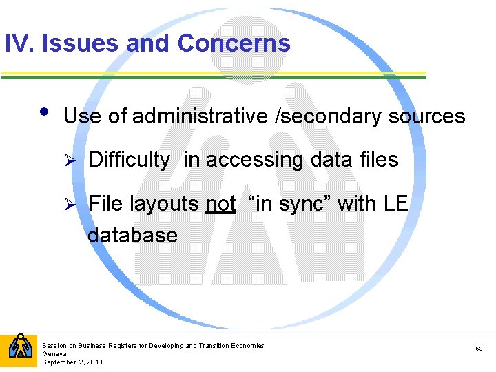 IV. Issues and Concerns • Use of administrative /secondary sources Ø Difficulty in accessing