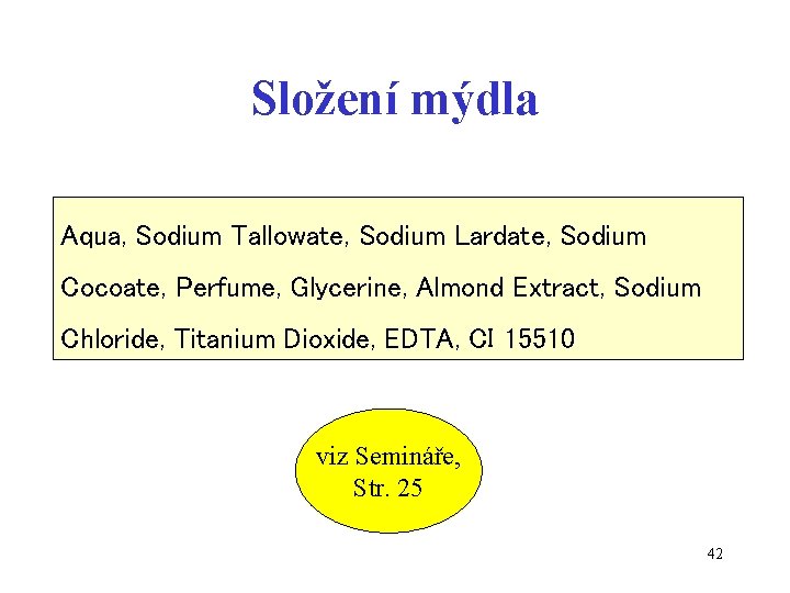 Složení mýdla Aqua, Sodium Tallowate, Sodium Lardate, Sodium Cocoate, Perfume, Glycerine, Almond Extract, Sodium