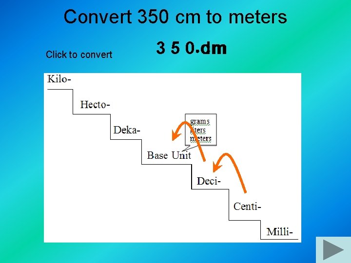 Convert 350 cm to meters Click to convert 3 5 0 dm cm m