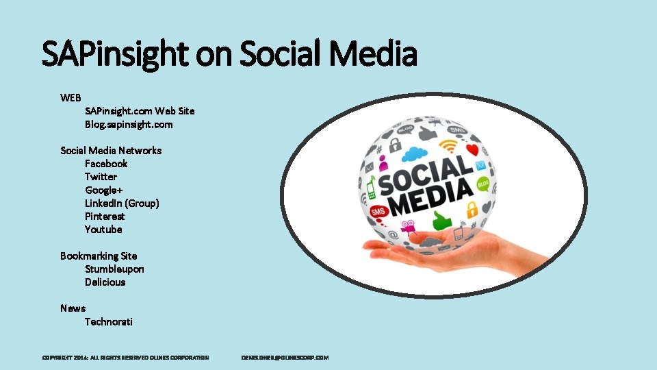 SAPinsight on Social Media WEB SAPinsight. com Web Site Blog. sapinsight. com Social Media