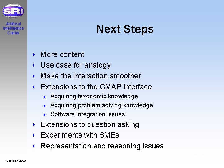 Artificial Intelligence Center Next Steps s More content s Use case for analogy s