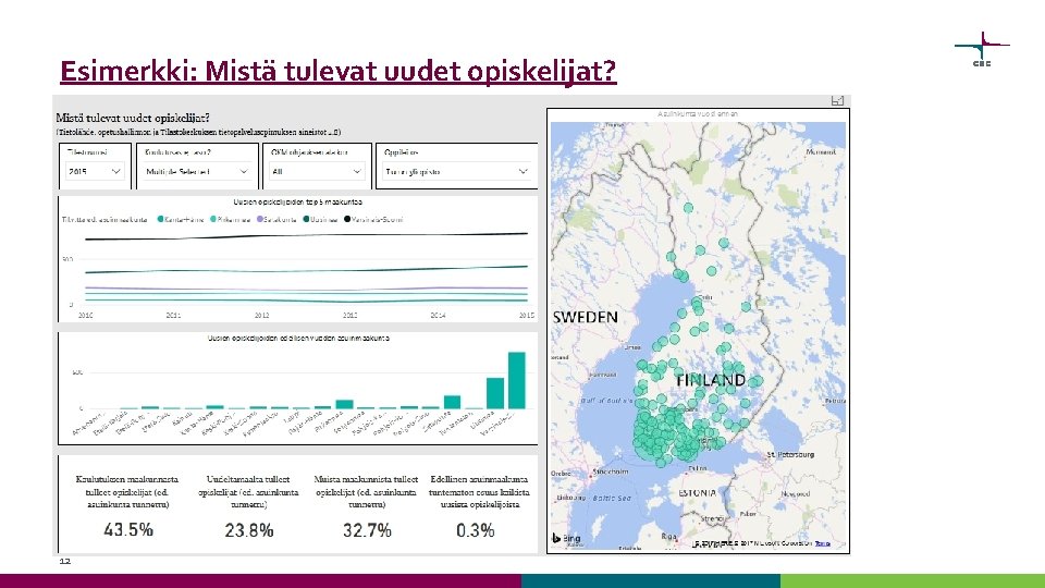 Esimerkki: Mistä tulevat uudet opiskelijat? 12 Esimerkki: Mistä tulevat uudet opiskelijat? 12