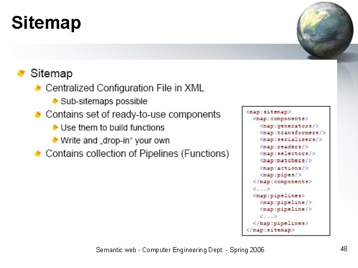 Sitemap Semantic web - Computer Engineering Dept. - Spring 2006 48 