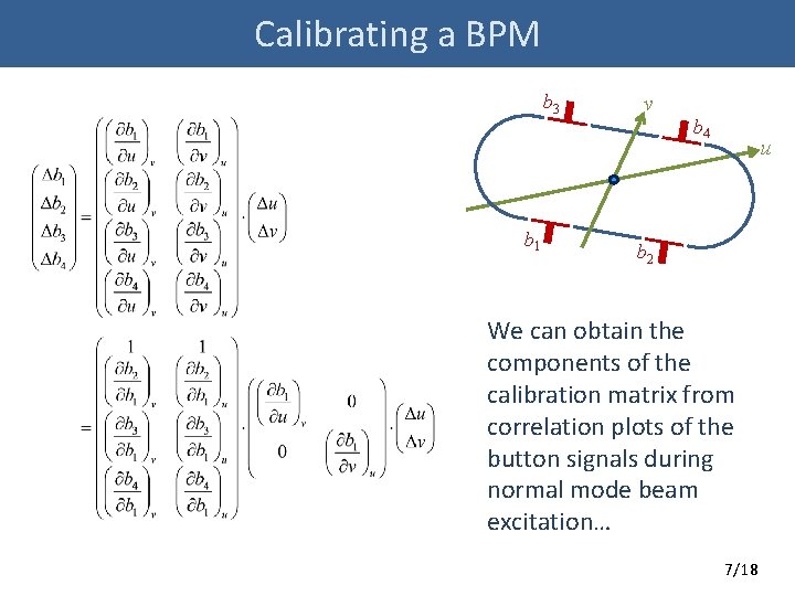 Calibrating a BPM b 3 b 1 v b 4 u b 2 We