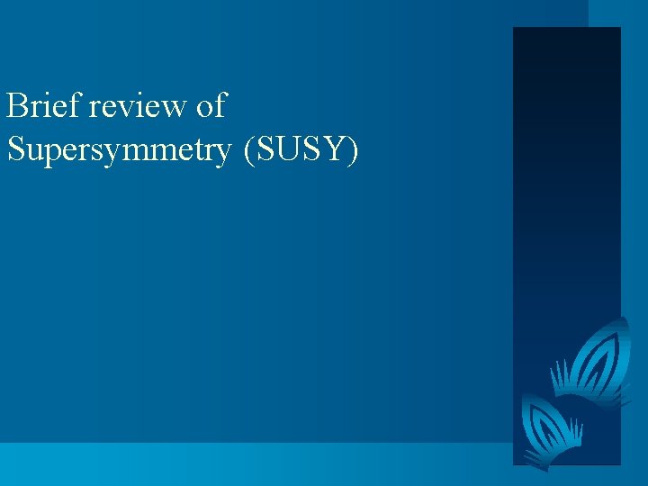 Brief review of Supersymmetry (SUSY) 