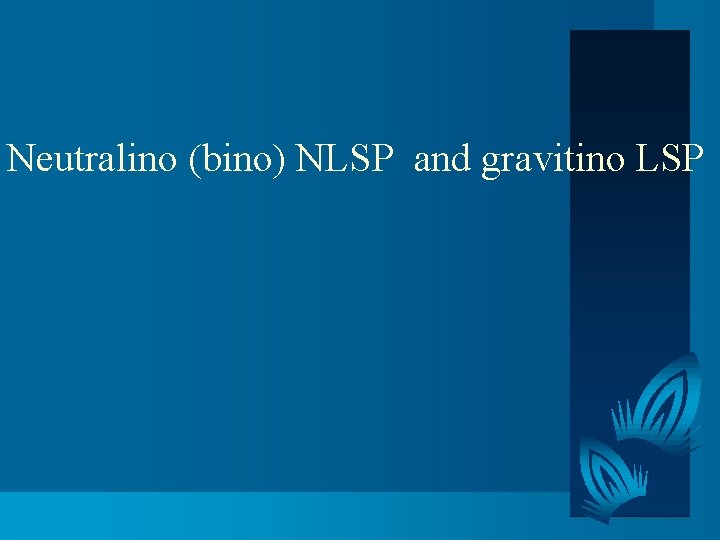 Neutralino (bino) NLSP and gravitino LSP 
