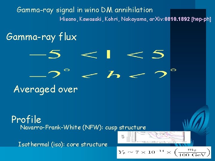 Gamma-ray signal in wino DM annihilation Hisano, Kawasaki, Kohri, Nakayama, ar. Xiv: 0810. 1892