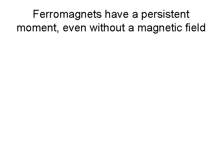 Ferromagnets have a persistent moment, even without a magnetic field 