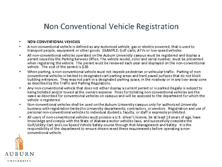 Non Conventional Vehicle Registration • • NON-CONVENTIONAL VEHICLES A non-conventional vehicle is defined as