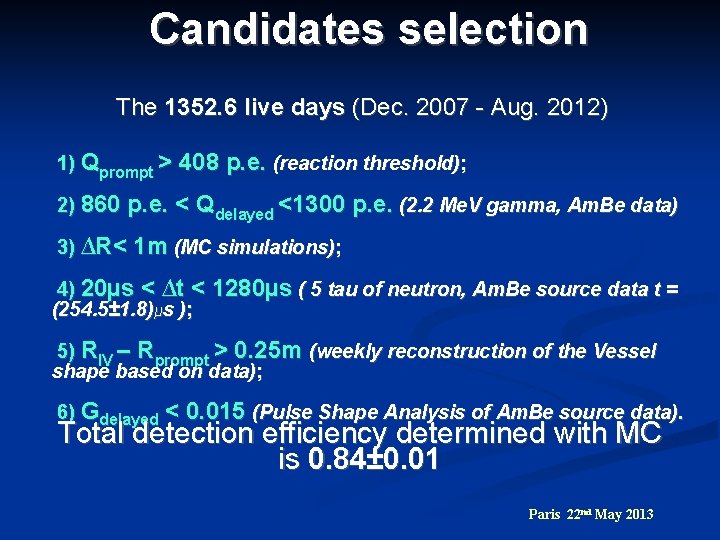 Candidates selection The 1352. 6 live days (Dec. 2007 - Aug. 2012) 1) Qprompt