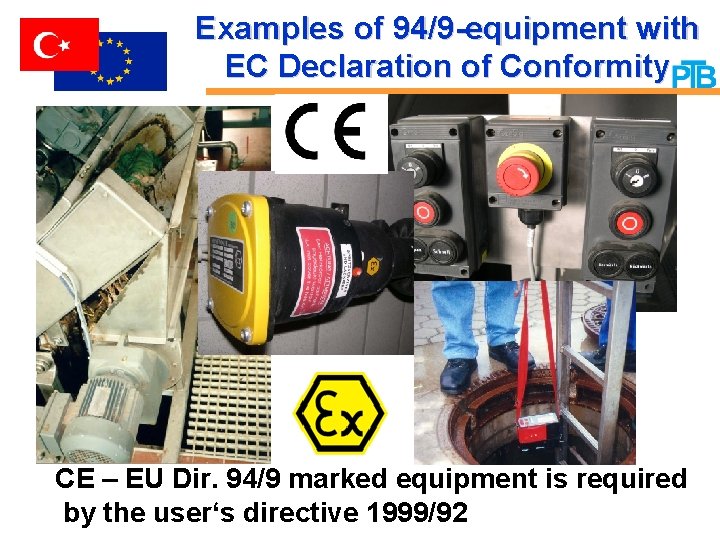 Examples of 94/9 -equipment with EC Declaration of Conformity CE – EU Dir. 94/9