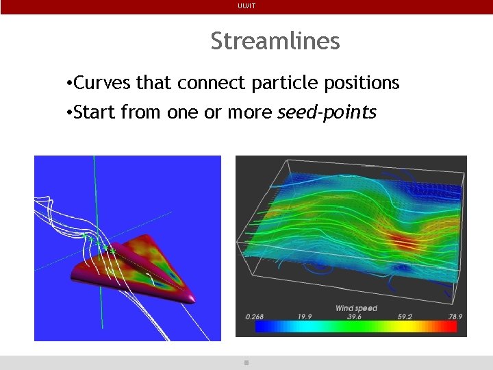 UU/IT Streamlines • Curves that connect particle positions • Start from one or more