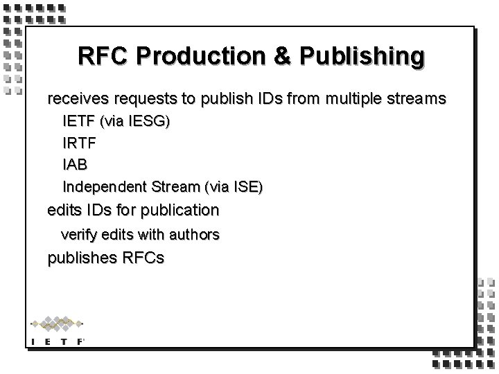 RFC Production & Publishing receives requests to publish IDs from multiple streams IETF (via