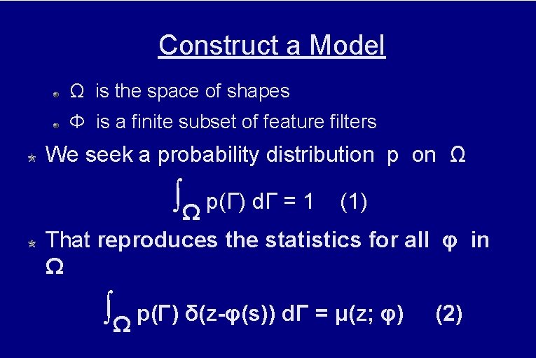 Construct a Model Ω is the space of shapes Φ is a finite subset
