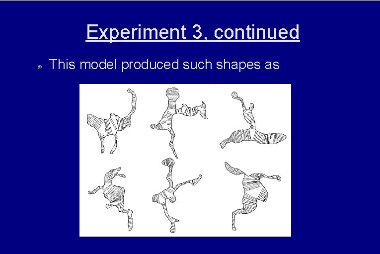 Experiment 3, continued This model produced such shapes as 