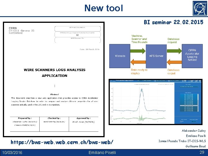 New tool BI seminar 22. 02. 2015 Aleksander Cudny Emiliano Piselli https: //bws-web. cern.