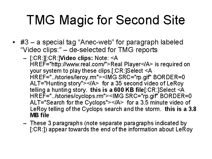 TMG Magic for Second Site • #3 – a special tag “Anec-web” for paragraph