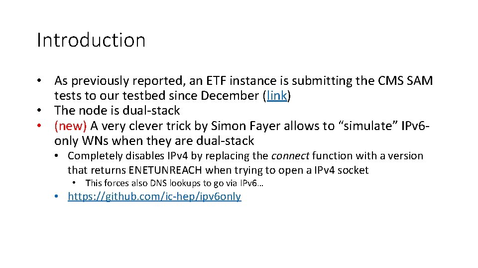 Introduction • As previously reported, an ETF instance is submitting the CMS SAM tests