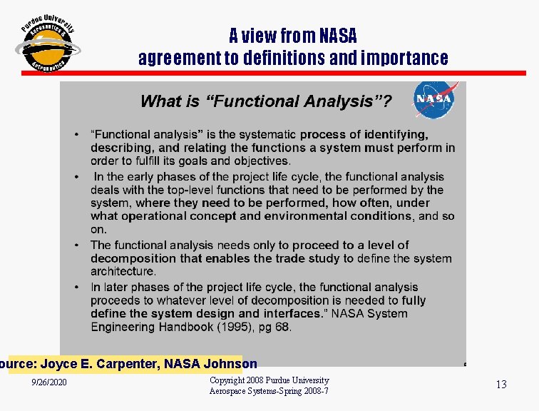 A view from NASA agreement to definitions and importance ource: Joyce E. Carpenter, NASA