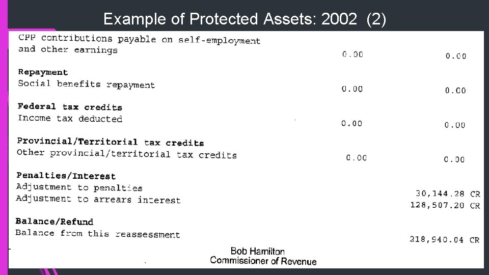 Example of Protected Assets: 2002 (2) 
