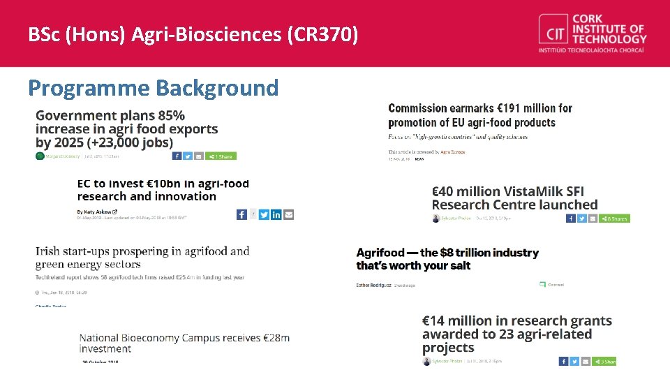 BSc (Hons) Agri-Biosciences (CR 370) Programme Background 
